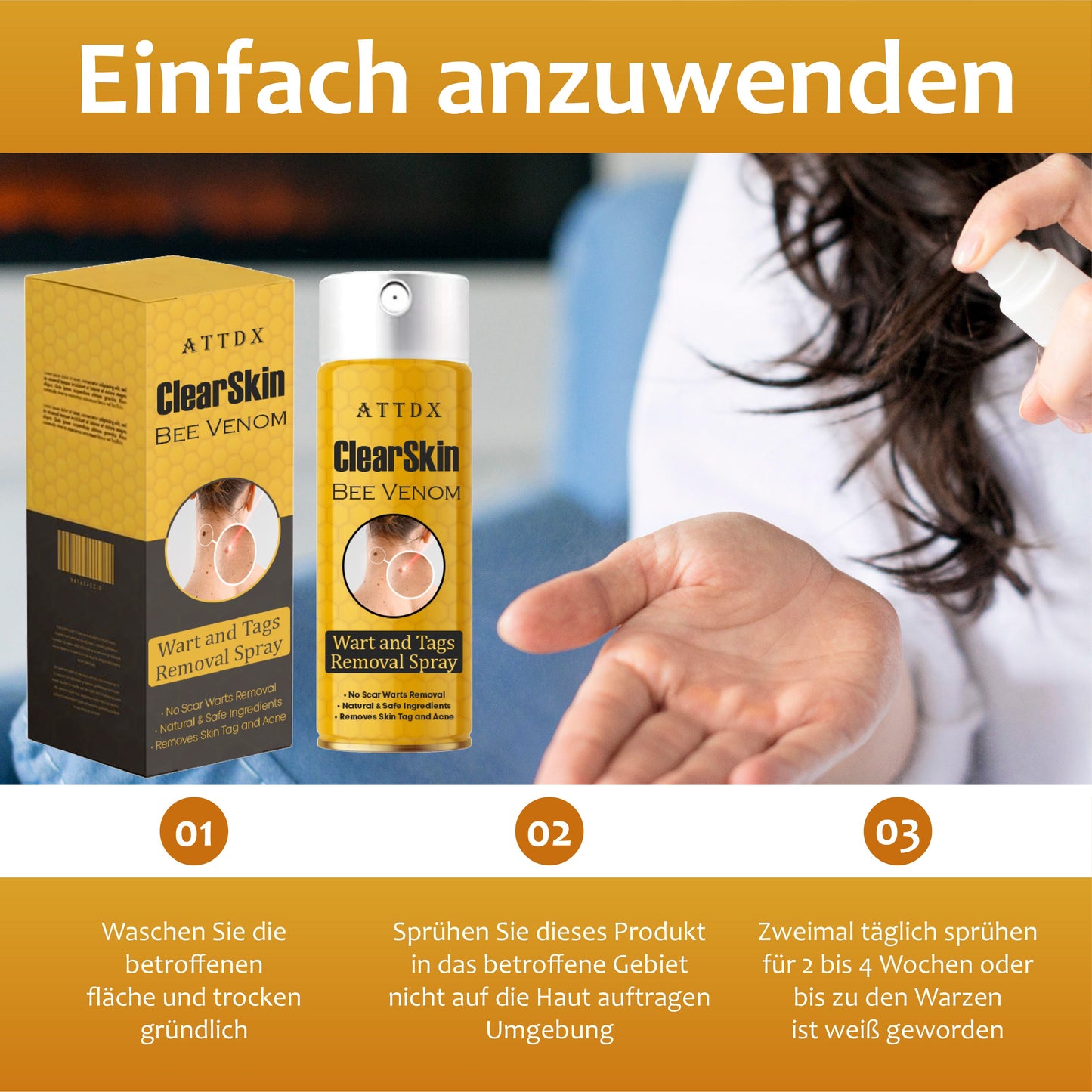 ReineHaut Bienengift Warzen und Hautmarkenentfernungs Spray 2